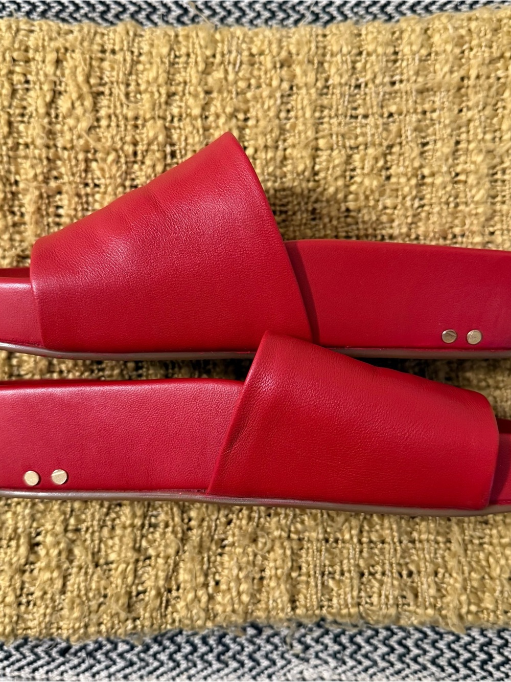 beek Pelican Red Leather Slide Sandals - Picture 3 of 7